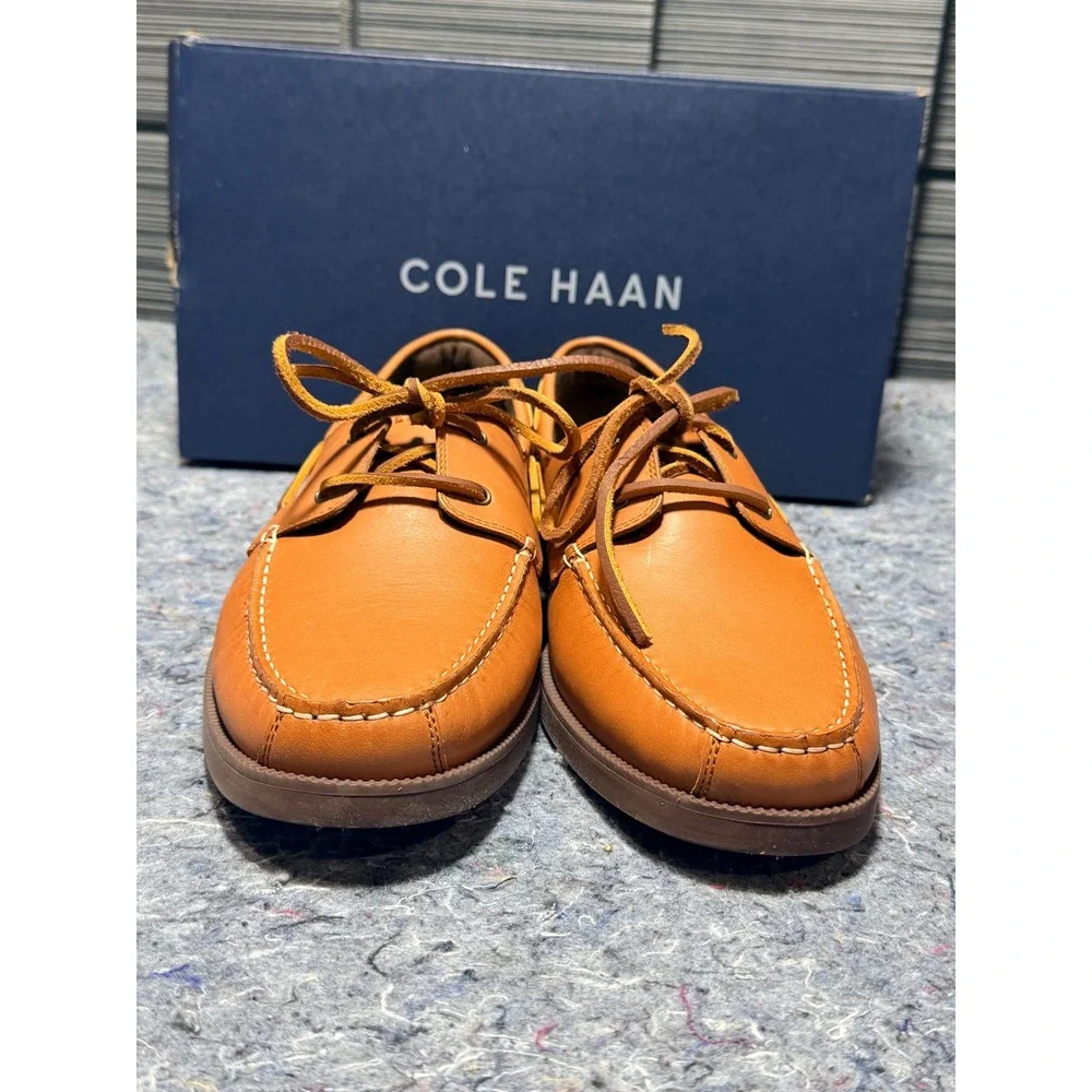 Cole‎ Haan Mens Size 9M Cognac Brown Leather Bowside Boatshoe NEW Fast Shipping!